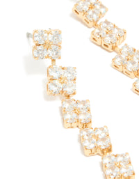 Gold Plated Cubic Zirconia Multi Flower Drop Earrings - link has visual effect only