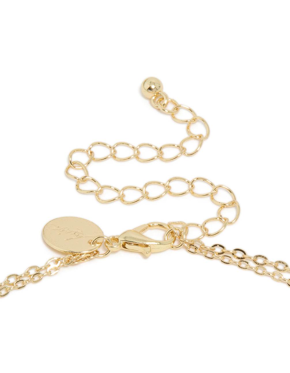 Gold Plated Pink & Blue Stones Layered Necklace