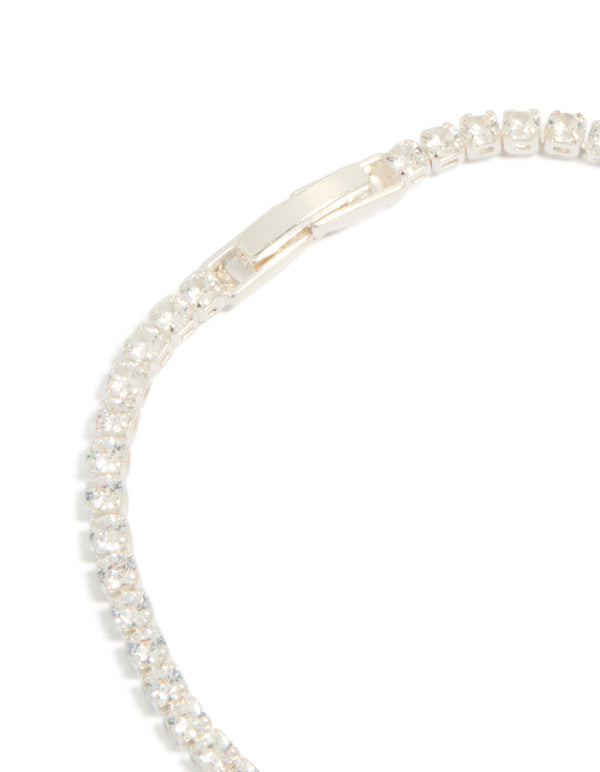 Silver Plated Cubic Zirconia Small Square Tennis Bracelet