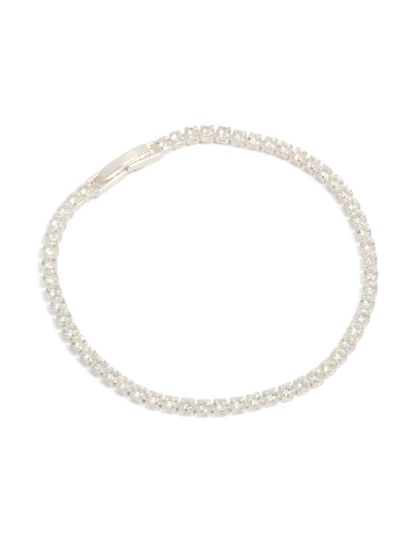 Silver Plated Cubic Zirconia Small Square Tennis Bracelet