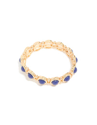 Gold Blue Organic Shape Stretch Bracelet - link has visual effect only
