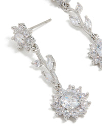 Silver Cubic Zirconia Vine Floral Drop Earrings - link has visual effect only