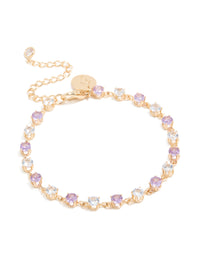 Gold Purple & Grey Cubic Zirconia Bracelet - link has visual effect only