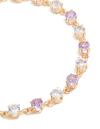 Gold Purple & Grey Cubic Zirconia Bracelet - link has visual effect only