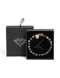 Gold Purple & Grey Cubic Zirconia Bracelet - link has visual effect only