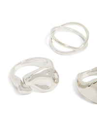 Silver Clean & Molten Rings 4-Pack - link has visual effect only