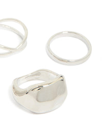 Silver Clean & Molten Rings 4-Pack - link has visual effect only