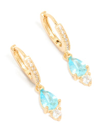 Gold Plated Plated Blue Cubic Zirconia Huggie Earrings - link has visual effect only
