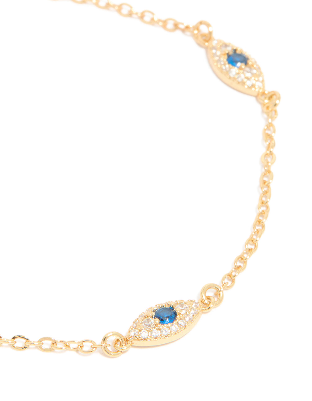 Gold Plated Cubic Zirconia Evil Eye Trio Bracelet