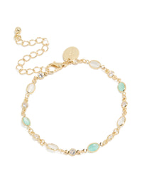 Gold Plated Clear & Blue Cubic Zirconia Oval Bracelet - link has visual effect only