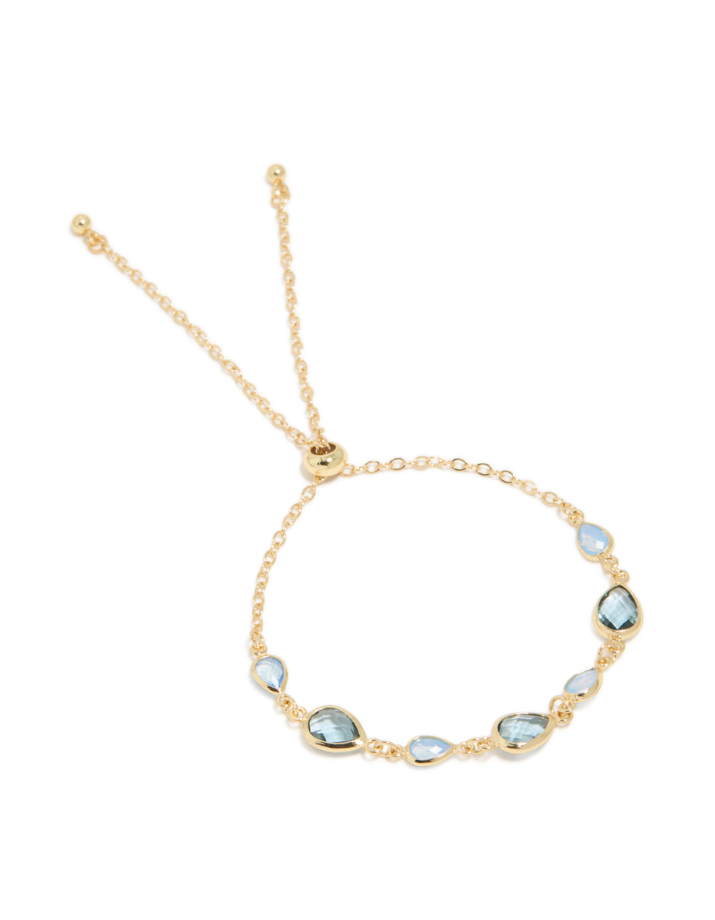 Gold Plated Deep Blue Cubic Zirconias  Large Toggle Bracelet