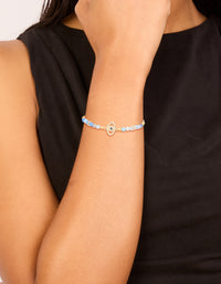 Gold Plated Blue Cubic Zirconia Evil Eye & Blue Beaded Toggle Bracelet - link has visual effect only