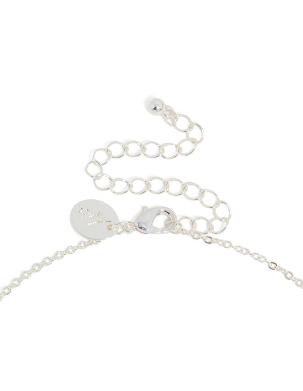 Silver Plated Thin Cubic Zirconia Letter J Necklace