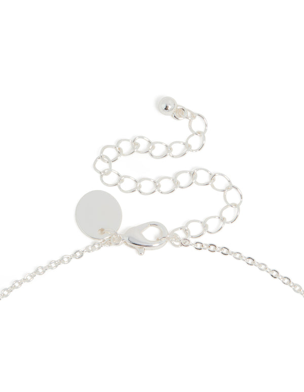 Silver Plated Thin Cubic Zirconia Letter B Necklace