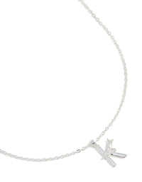 Silver Plated Thin Cubic Zirconia Letter K Necklace - link has visual effect only