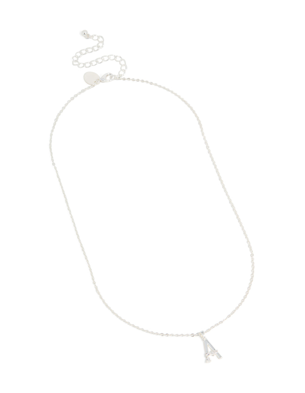 Silver Plated Thin Cubic Zirconia Letter A Necklace