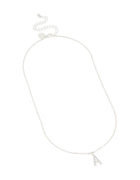 Silver Plated Thin Cubic Zirconia Letter A Necklace - link has visual effect only