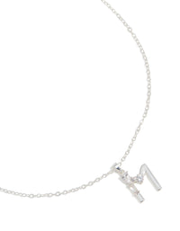 Silver Plated Thin Cubic Zirconia Letter M Necklace - link has visual effect only