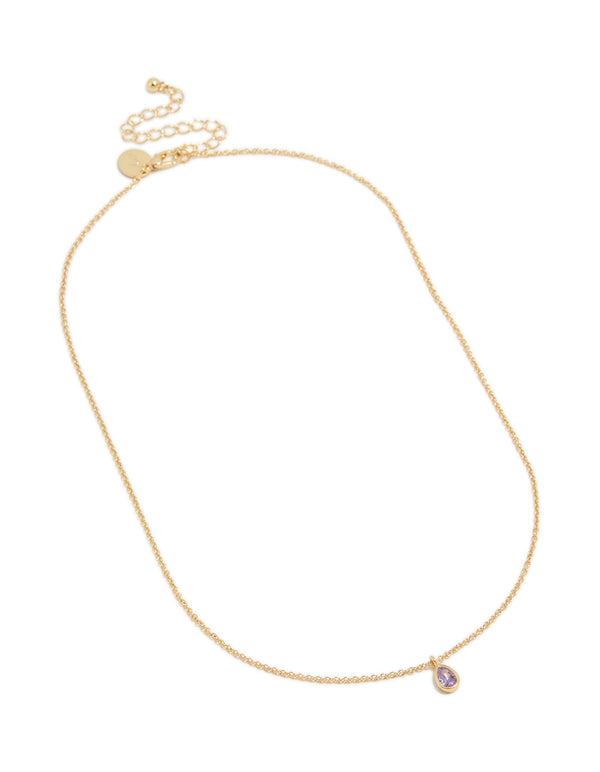 Gold Plated June Birthstone Necklace