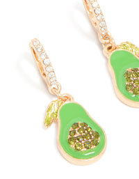Gold Diamante Avocado Huggie Earrings - link has visual effect only