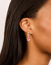 Gold Diamante Shrimp Open Huggie Earrings - link has visual effect only