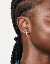 Gold Cubic Zirconia Strawberry Huggie Earrings - link has visual effect only