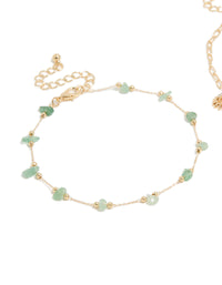 Gold Semi Precious Stone &  Sea Charm Anklets 2-Pack - link has visual effect only