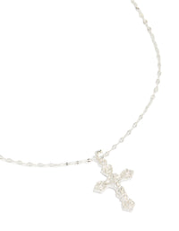 Silver Plated Vintage Cross Pendant Necklace - link has visual effect only