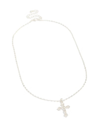 Silver Plated Vintage Cross Pendant Necklace - link has visual effect only