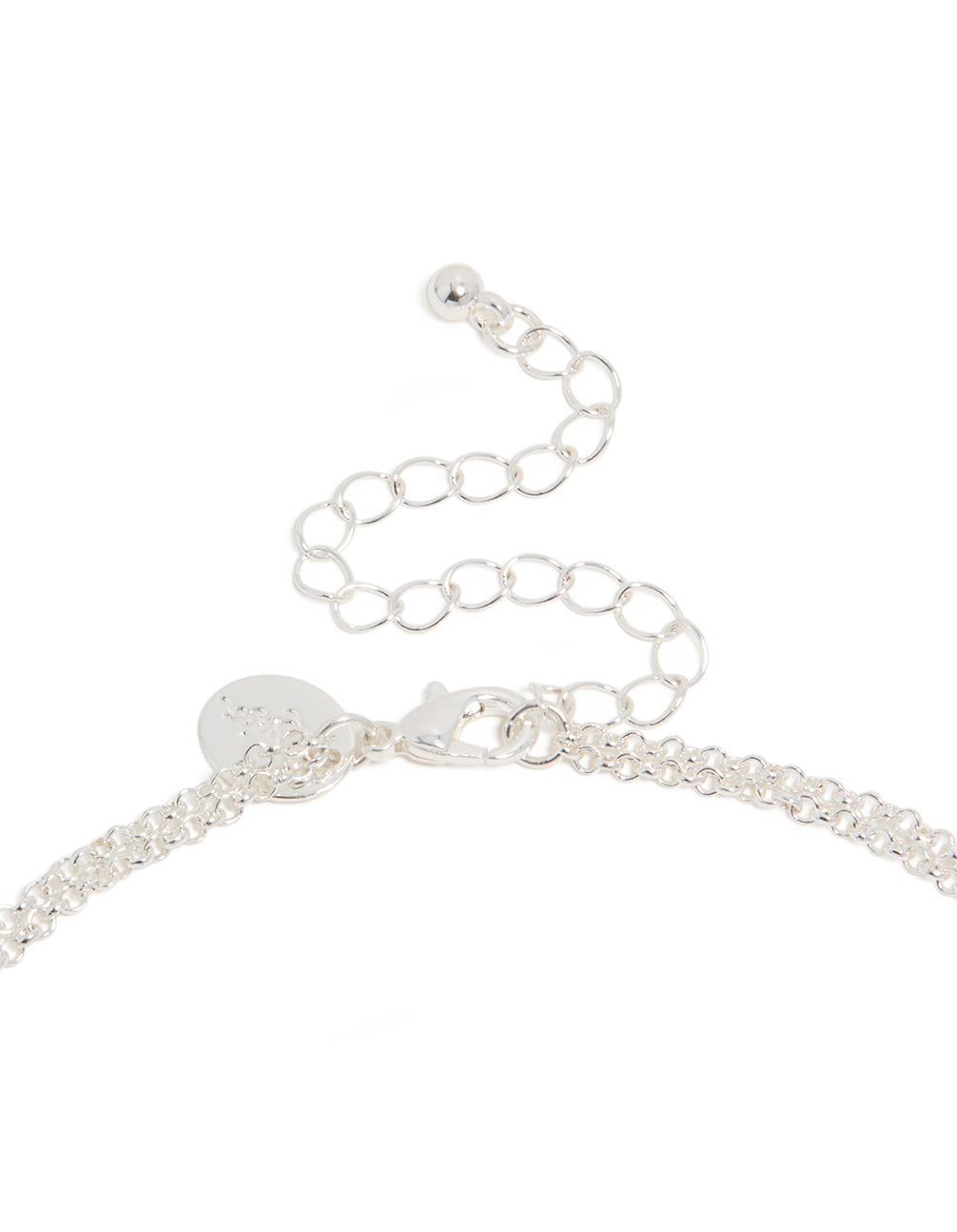 Silver Plated Cubic Zirconia Layered Cross Pendant Necklace