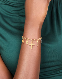 Gold Plated Cross & Heart Charms Bracelet - link has visual effect only