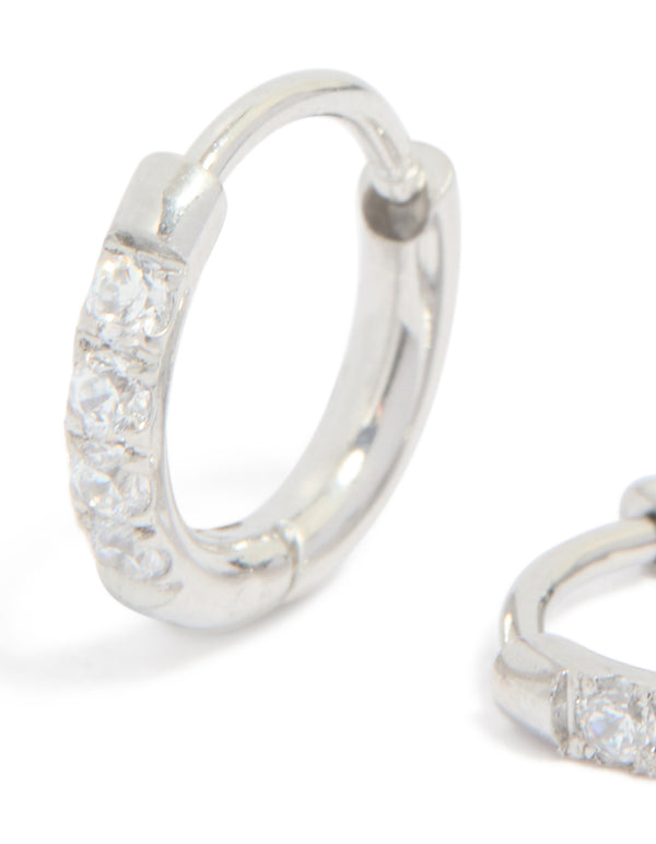 Kids Surgical Steel Cubic Zirconia Sleeper Earrings