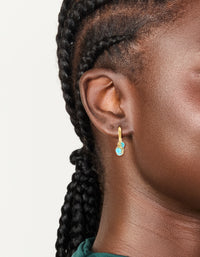 Waterproof Gold Plated Stainless Steel Turquoise Semi Precious Stone Chip Huggie Earrings - link has visual effect only