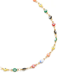 Waterproof Gold Plated Stainless Steel Multicoloured  Evil Eye Charms Necklace - link has visual effect only