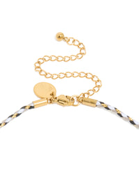 Waterproof Gold Plated Stainless Steel Hamsa  Hand & Eye Charm Black Cord Necklace - link has visual effect only