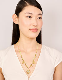 Waterproof Gold Plated Stainless Steel Diamante Multicoloured Cord Charm Necklace - link has visual effect only