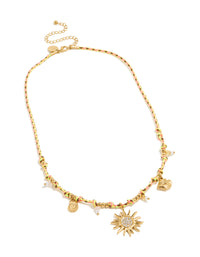 Waterproof Gold Plated Stainless Steel Diamante Multicoloured Cord Charm Necklace - link has visual effect only