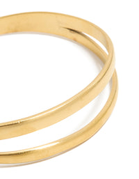 Waterproof Gold Plated Stainless Steel Split Double Layered Wrist Cuff - link has visual effect only