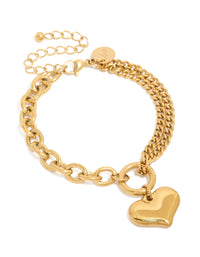 Waterproof Gold Plated Stainless Steel Heart Charm Bracelet - link has visual effect only