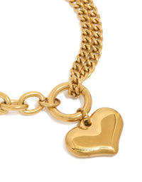Waterproof Gold Plated Stainless Steel Heart Charm Bracelet - link has visual effect only