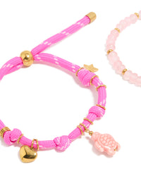 Waterproof Gold Plated Stainless Steel Semi Precious Stone &  Sea Cord Bracelets 2-Pack - link has visual effect only