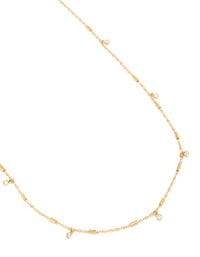 Waterproof Gold Plated Stainless Steel Cubic Zirconia Dainty Drop Body Chain - link has visual effect only