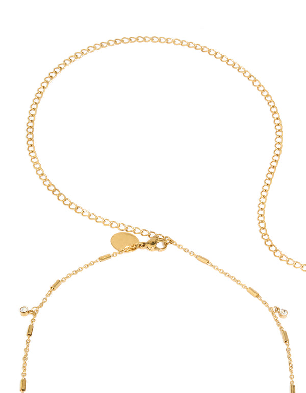 Waterproof Gold Plated Stainless Steel Cubic Zirconia Dainty Drop Body Chain