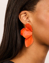 Orange Coated Metal Flower Petal Drop Earrings - link has visual effect only