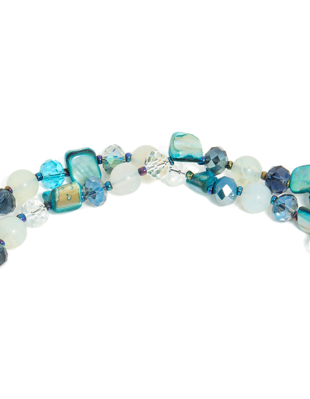 Blue Irregular Beaded Double Layered Necklace