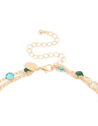 Gold See Through Glass Stone & Cross Layered Y-Necklace - link has visual effect only