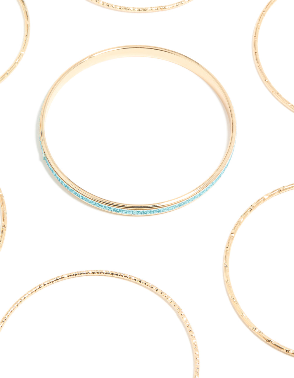 Gold & Blue Glitter Bangles 21-Pack