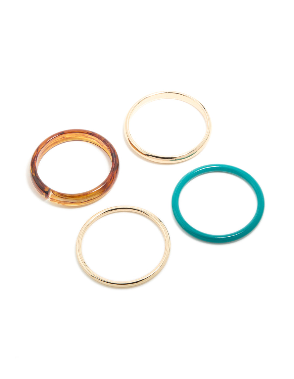 Gold, Brown & Blue Acrylic Bangles  4-Pack