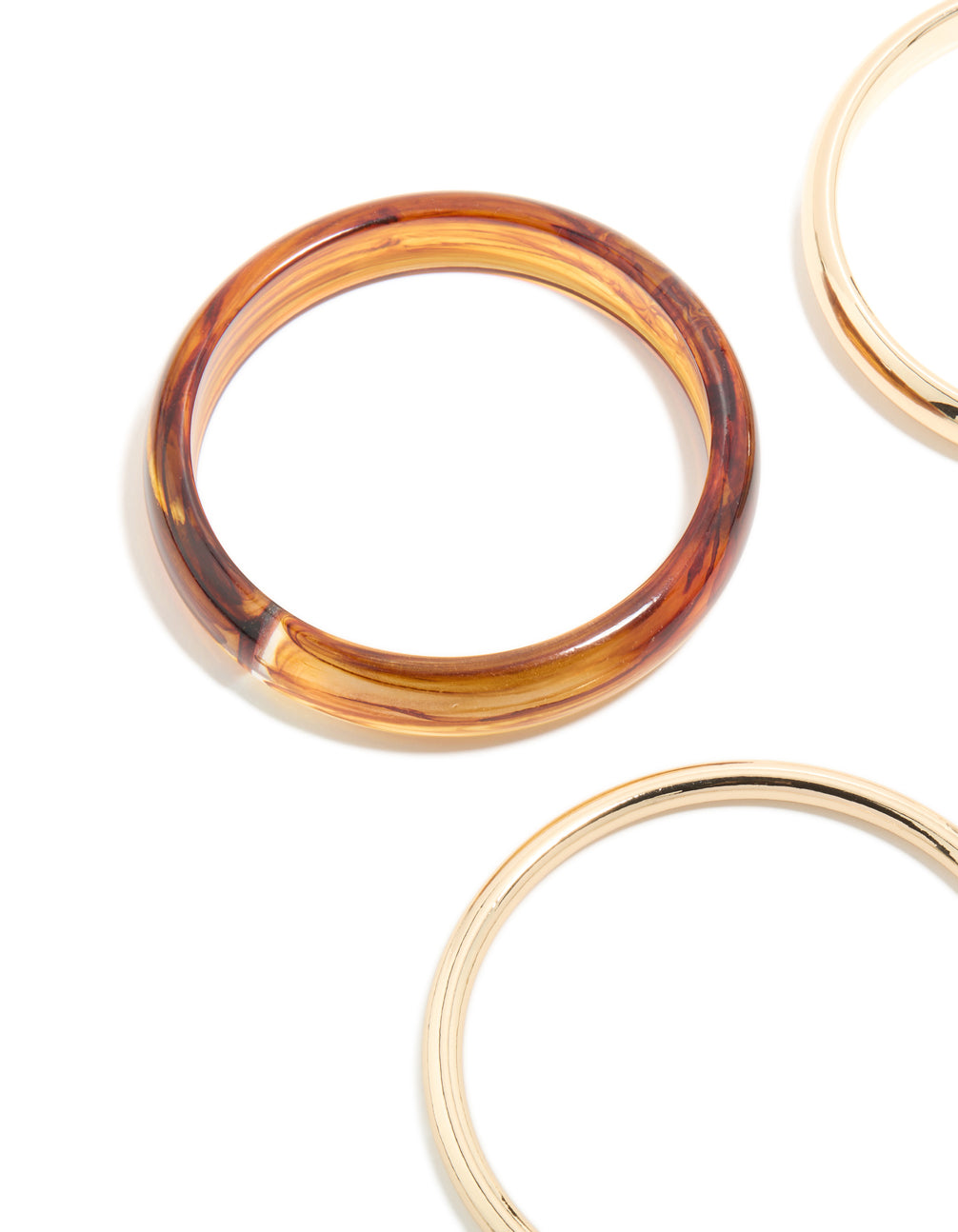Gold, Brown & Blue Acrylic Bangles  4-Pack