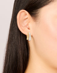 Mixed Metal Plated Double Layered Diamante Earrings - link has visual effect only